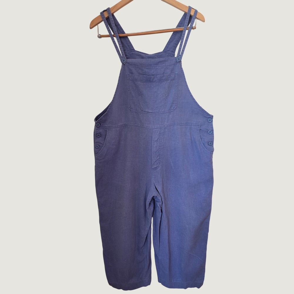 White Stag Overalls Blue Linen Blend Wide Leg Autumn Pumpkin Patch Cottagecore